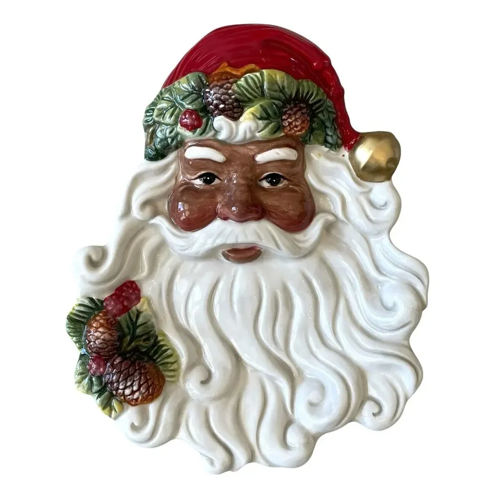 Corner Ruby Ceramic Santa Plate 8x9 Christmas Holiday Decor NEW